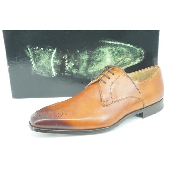 Magnanni Samuel Perforated Toe Oxford Derby Dress Shoes Size 8.5 Brown $395